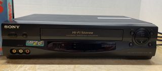 Sony Slv - N55 Vhs Vcr Player Recorder,  Blank Tape,  With Remote