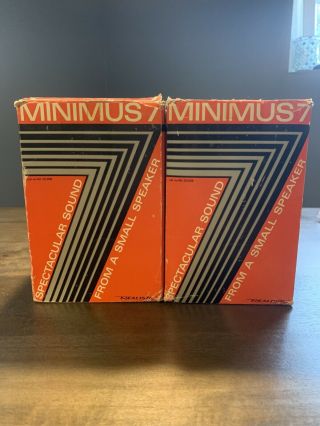 Vintage Pair Realistic Minimus 7 Black Speakers 40 - 2030b In Boxes