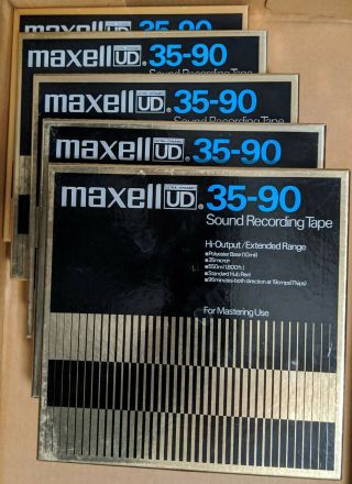 5 Maxell Ud 7 " Reel To Reel Tapes 35 - 90 1800 