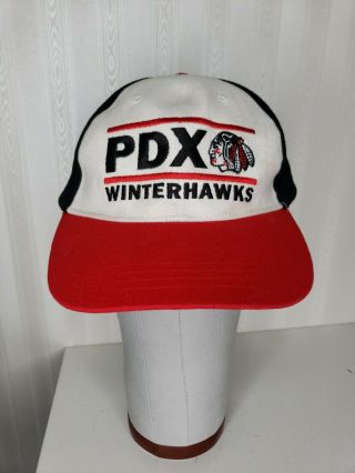 Pdx Winterhawks Snapback Cap Oregon Western Hockey League Hat Red Black Portland