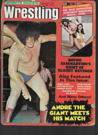 Sports Review Wrestling,  Sept.  1976 - Andre The Giant,  Bruno Sammartino,  Etc.