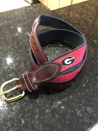 Men’s Georgia Bulldogs Belt Size 36 Dawgs Red Black Canvas University Of Georgia