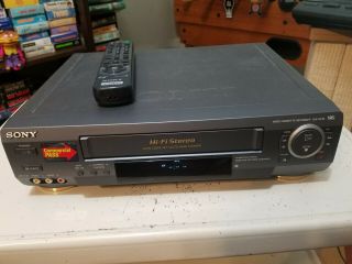 Sony Slv - Ax10 Vcr With Remote 4 - Head Hi - Fi Vhs Video Cassette Recorder Player
