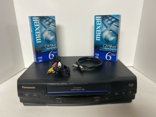 Panasonic Pv - V4020 Vcr Vhs Player Hifi Video Cassette Recorder 2 Blanks & Cords