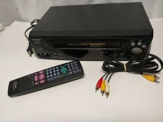 Sharp Vc - H813 4 Head Hi Fi Stereo Vhs Vcr Recorder With Remote & Cable