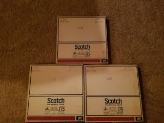 3 Scotch 175 2500 Ft 10.  5 " Metal Reel To Reel Tapes