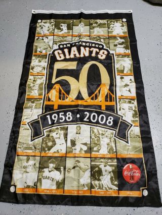 San Francisco Giants 50th Anniversary Banner Coca Cola 35 " Wide X 60 " Height