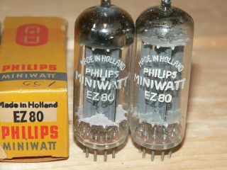2 Nib Philips Miniwatt 6v4/ez80 Tubes (holland 1950s)
