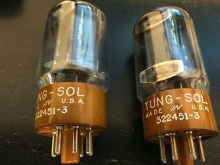 1954 Tung Sol 5881 Tubes Pair Matched Dates And Plate Current Brown Base