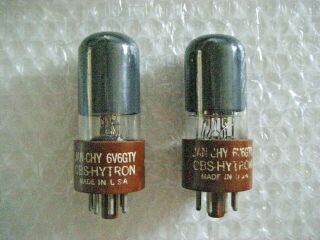 Matched Pair Nos 6v6gty Hytron - Brown Based - Smoked Glass 539c - 3
