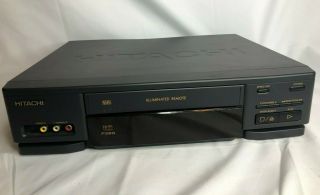 Hitachi Vt - F390a Hi - Fi Vcr Video Cassette Recorder &,  Av Cables