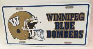 Vintage 1980s Cfl Winnipeg Blue Bombers Metal License Plate