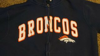 Nfl Denver Broncos Full Zip Up Hoodie Sweatshirt Blue Size Xl