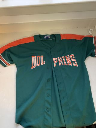 Vintage Rare Nfl Starter Miami Dolphins Baseball Jersey Size Xl Men
