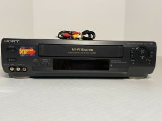 Sony Slv - N50 Vhs Vcr 4 Head Hi - Fi Video Recorder With Rca Cables