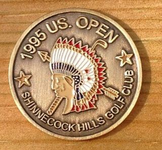 1995 Us Open Golf Ball Marker 1 " Coin Hand Painted Embossed Old Golf Ballmarker