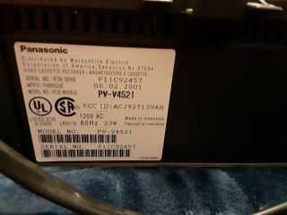 Panasonic PV - V4521 Omnivision 4 Head Hi - Fi Stereo VCR VHS with remote B2 2