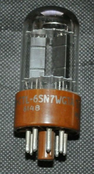 1 Vintage 1961 Tung Sol 6sn7wgta Brown Base Vacuum Tube Matched Plates Tests Nos