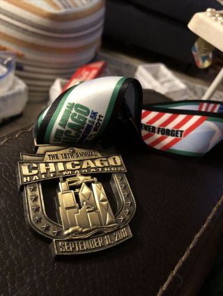 Half - Marathon Medal.  Chicago September 11,  2011.  “let Us Not Forget.  ”