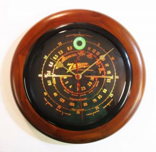 Old Antique Style Zenith Black Dial Wood Wall Clock - Vintage Tube Radio Style