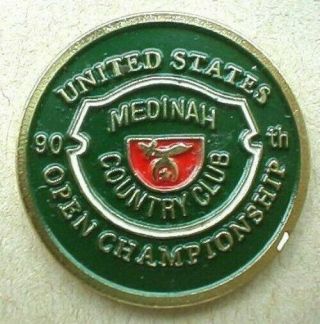 1990 Us Open Golf Ball Marker 1 " Coin Hand Painted Embossed Old Golf Ballmarker