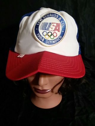Vintage 1984 Olympics Levi Strauss & Co.  Mesh Snapback Trucker Baseball Hat