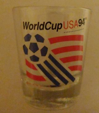 Vintage World Cup Usa 94 Clear Shot Glass Soccer