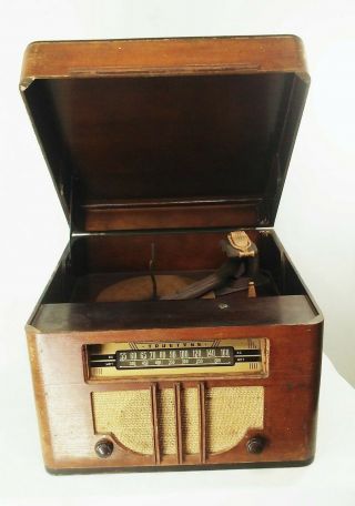 Vtg Antique 1930s Truetone D2642 Tube Radio Phonograph Record Player Wood Case