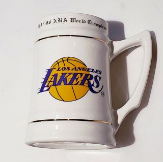 Vintage Los Angeles Lakers Basketball 1987 - 1988 Nba Champions Ceramic Stein Mug