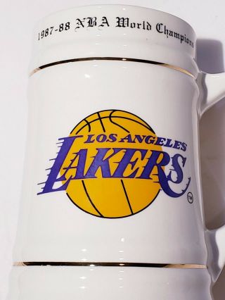 Vintage Los Angeles Lakers Basketball 1987 - 1988 NBA Champions Ceramic Stein Mug 2