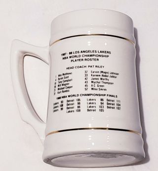 Vintage Los Angeles Lakers Basketball 1987 - 1988 NBA Champions Ceramic Stein Mug 3
