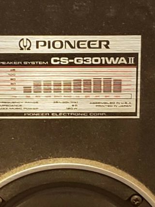 2 Vintage Pioneer Cs - G301waii Tower Speaker System With Covers