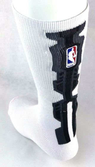 Nba Adult Platform Crew Socks White With Logo And Gray And Black Design