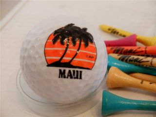 Rare - Vintage Maui Hawaii Usa Pro 1 Golf Ball With Tees Made In Usa