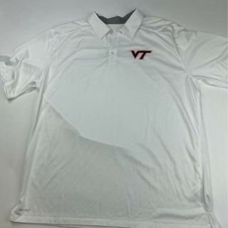 Virginia Tech Hokies Nike Dri - Fit Mens Polo Shirt White Short Sleeves Xl