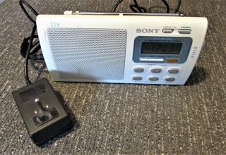 Sony Icf - M410v Tv Weather Am/fm 4 - Bands Portable Radio Clock W/ Power Supply