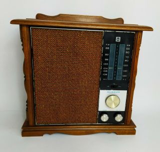 Vintage Upright Rca Solid State Rlc47l Am/fm Table Radio Maple Finish Wood