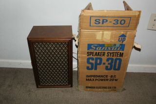 Pair Vintage Sansui Sp - 30 2 - Way Bookshelf Speakers W/wood Lattice Grills