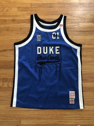 Vintage Duke Blue Devils Sewn Stitched Ncaa Ecko Spell Out Basketball Jersey M