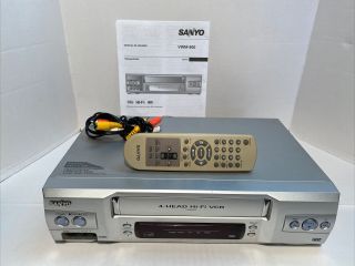 Sanyo Vwm - 800 Vcr With Remote Vhs Player Video Recorder 4 Head Hi - Fi
