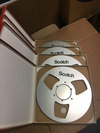 2 - Scotch 1/4 " Empty 10.  5” Metal Take Up Reels W/boxes For Audio Or Media Room