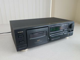 Vintage Aiwa Ad - F450u Stereo Cassette Deck Dolby Amts Cue Review System Hifi