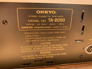 Onkyo TA - 2050 Cassette Deck - Direct Drive Capstan. 3
