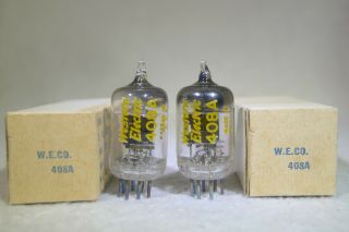 Nos/nib Matched Pair Western Electric 408a Square Getter Mil - Spec 1963