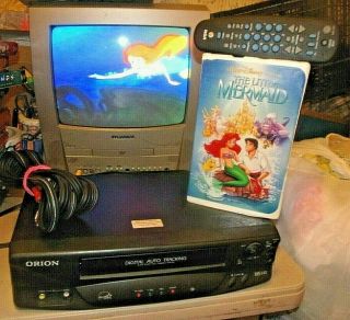 Orion Vr213 Vcr W/ Universal Remote/av Cables/little Mermaid - Vhs Movie -