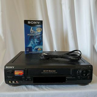 Sony Slv - N50 Vhs Vcr 4 Head Hi - Fi Video Recorder With Rca Cables Tape