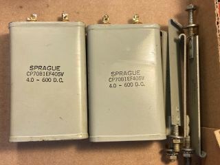 2 Vintage Sprague 4 Uf 600v Bathtub Oil Capacitors Mounts Test Great Guaranteed
