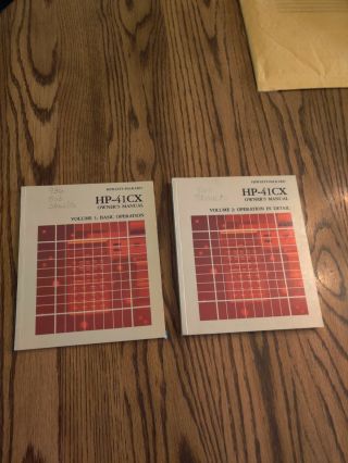 Hp - 41cx Manuals,  Volume 1 And 2
