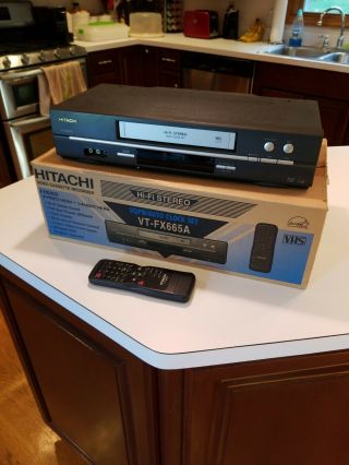 Hitachi Vt - Fx665a 6 Head Hi - Fi Stereo Vcr Cassette Recorder With Remote And Box