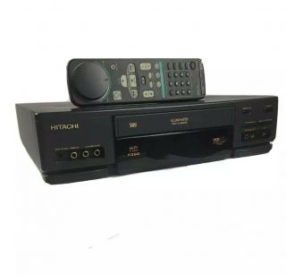 Hitachi Vt - F382a Video Cassette Recorder Vhs Classic Vcr,  Remote W/scrub Wheel